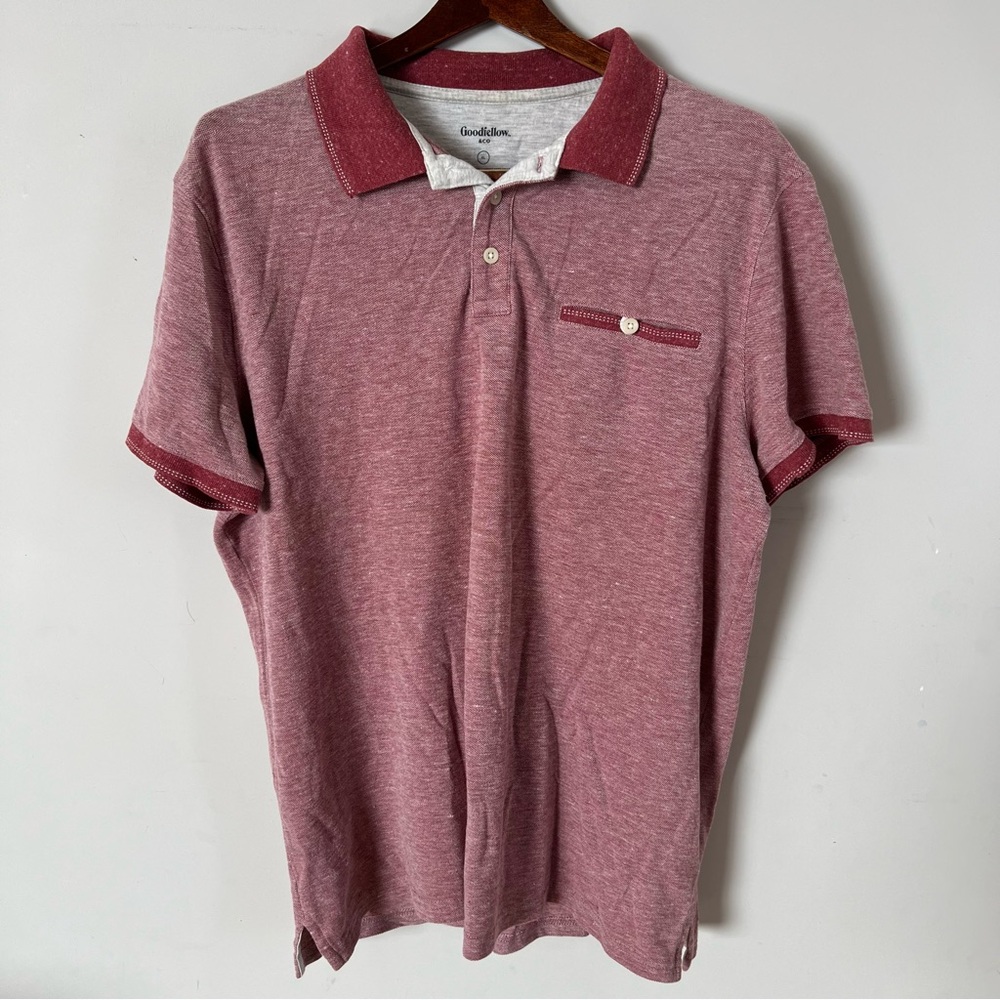 Goodfellow & Co Polo Shirt XL Red Heather Short Sleeve Casual Preppy Classic